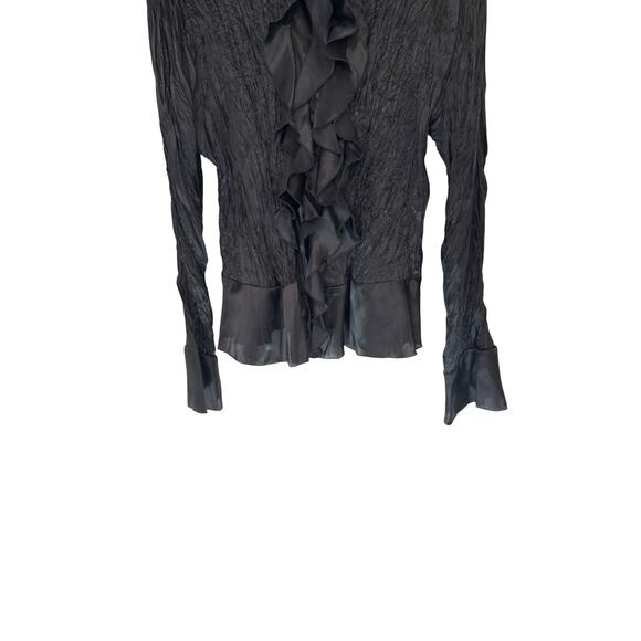 Sunny Taylor Blouse Black Vamp Goth Ruffle Collar Whimsigoth Long Sleeve Size XL - Picture 7 of 12